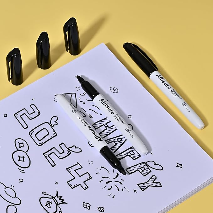 Permanent markers, 60 packs permanent markers bulk, quick drying in one second, waterproof, smooth, not easy to erase, durable, can be marked on glass, tiles and cloth, office supplies