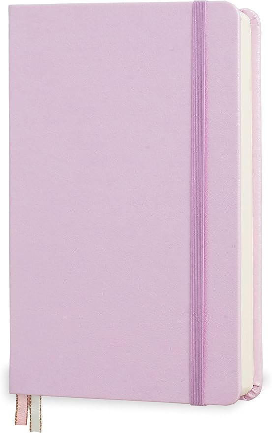 Minimalism Art, Premium Hard Cover Notebook Journal, Classic 5" x 8.3", 122 Numbered Pages, Gusseted Pocket, Ribbon Bookmark, Extra Thick Ink-Proof Paper 120gsm, San Francisco (Plain, Pink)