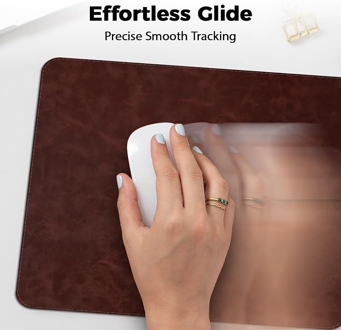 Mouse pad, Non-Slip Washable Waterproof Computer Mouse mat Thick for Laptop Wireless Mouse Home Office Travel, Portable 9.8"x 8.3" S Reddish Brown