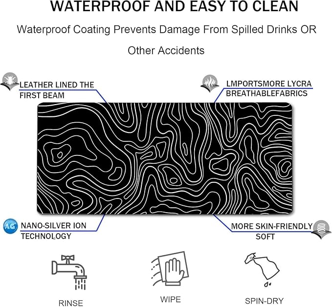 Large Mouse Pad, Big Desk Mat Large Office Desk Pad, Durable Extended Mouse Mat 35.4"x15.7" Mousepad with Non-Slip Rubber Base & Stitched Edge for Home Office Work, White Line