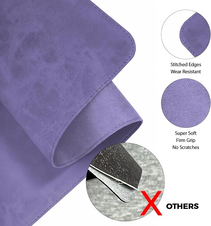 CHEERYGOO Leather Desk Pad Protector, Mouse Pad, Office Desk Mat, Non-Slip PU Leather Desk Blotter, Laptop Desk Pad, Waterproof Desk Writing Pad for Office and Home 36"x17" XL Purple
