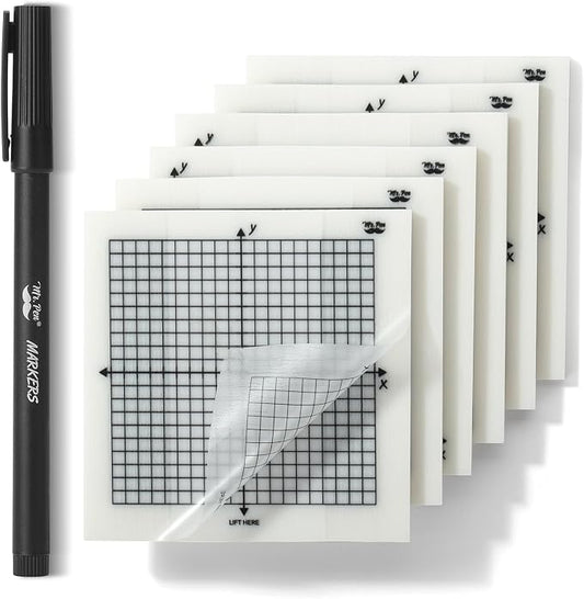 Mr. Pen- Transparent Graph Sticky Notes, 3x3 Inch, 6 Pads, 50 Sheets/Pad | 6 Grid Designs, Square Graph Paper Notes & Fineliner, Waterproof Grid Sticky Note Pads for Math, Study, Journals, Planners