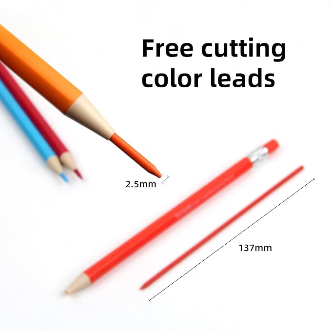 Colored Mechanical Pencil 2.6mm for Coloring and Drawing, Mechanical Colored Pencils, Mechanical Pencils with Sharpener and Case, 24pcs