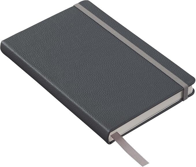 Leather Notebook, Writing Journal, Full-Grain Leather, Narrow Ruled Paper, Notebooks for Work & School, Twilight Gray (8.4" x 5.4”)