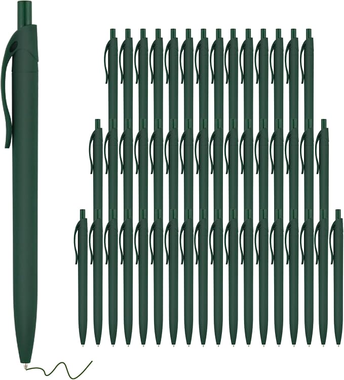 deegtran Pens Bulk, 50 Pack No Bleed Green Click, Wholesale Retractable Ballpoint Pens, Pens Medium Point, Smooth Ink Pens, 1.0MM Green Ink