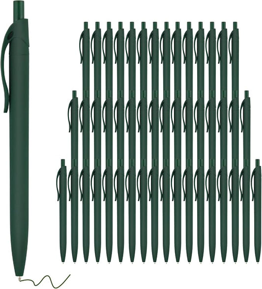 deegtran Pens Bulk, 50 Pack No Bleed Green Click, Wholesale Retractable Ballpoint Pens, Pens Medium Point, Smooth Ink Pens, 1.0MM Green Ink