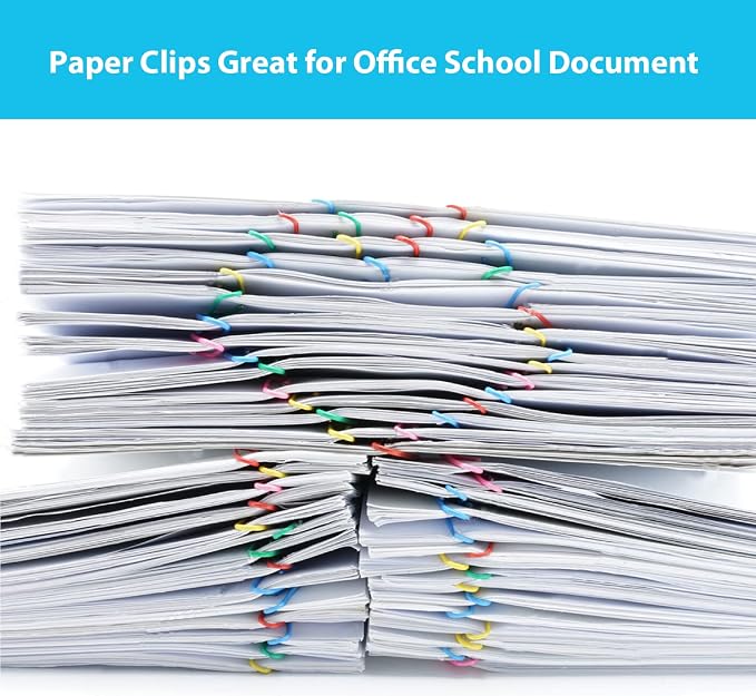 AnutriON Paper Clips, 180 Pack Medium Size Paperclips 1.3 Inch (33mm) Assorted Colored Coated Paper Clips Great for Office School Document Organizing