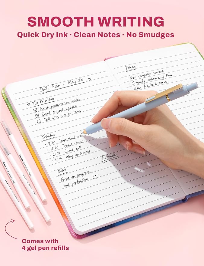 SUNEE 54PCS Aesthetic Stationery Set with Cute Pencil Case, 8 Color Pastel Highlighters, 8 Black Gel Pens, 6 Mechanical Pencils & Refills, College School Supplies for Students Girls Pink