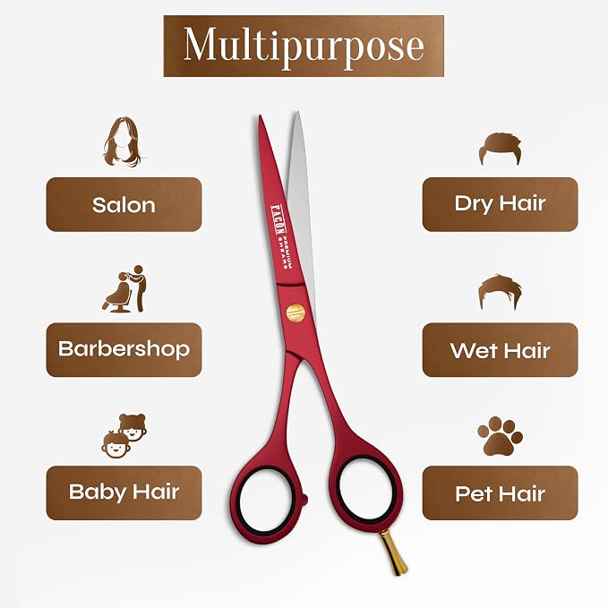 Facón Hair Cutting Scissors - Professional Hair Scissors 6.5 Inch Razor Edge Barber Shears Salon Hair Cutting Shears - Japanese Stainless Steel - Precision Cutting Premium Shears for Men, Women & Kids