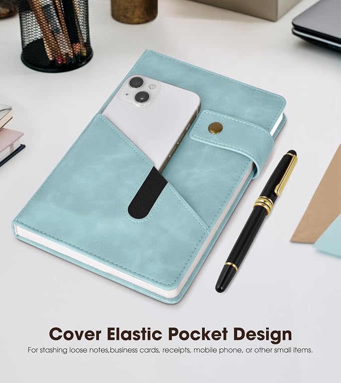Lined Journal Notebook with Pen, A5 Personalized Hardcover Leather Journal for Men Women, 200 Pages 100 GSM Thick Paper College Ruled Notebooks for Work Travel School Writing Diary 5.9" X 8.4"