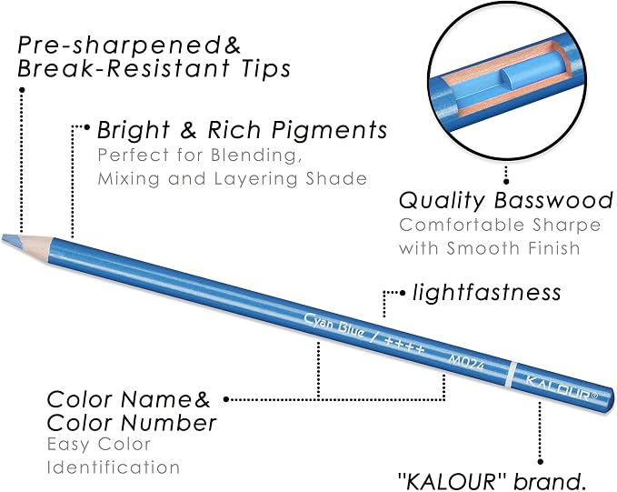 KALOUR 72 Piece Metallic Colored Pencils, Soft Core with Vibrant Color,Ideal for Drawing, Blending, Sketching, Shading, Coloring for Adults Artists Beginners