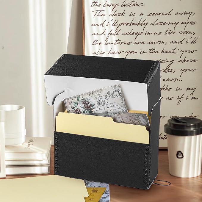 Lineco Archival Document Storage Box, Black, 15.5" x 12.5" x 5 | Jumbo-Sized, Metal Edge, Acid-Free Boxboard Case, Organize Files, Prints, Photos