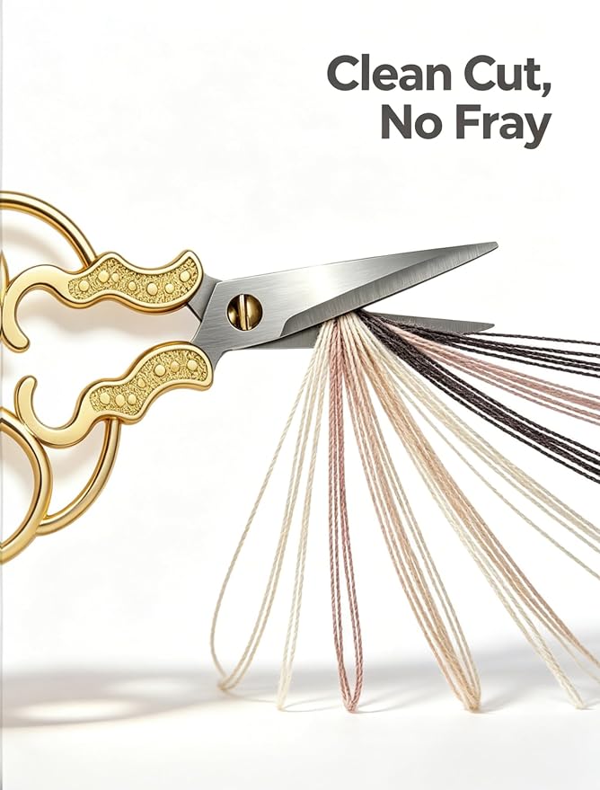 2 PCS Embroidery Scissors with 2 Covers, 5 Inch vintage Stainless Steel Sewing Scissors Sets, Decorative Handle Cutting Tool Suitable for Embroidery Thread, Paper, Yarn, DIY Projects Sewing Supplies