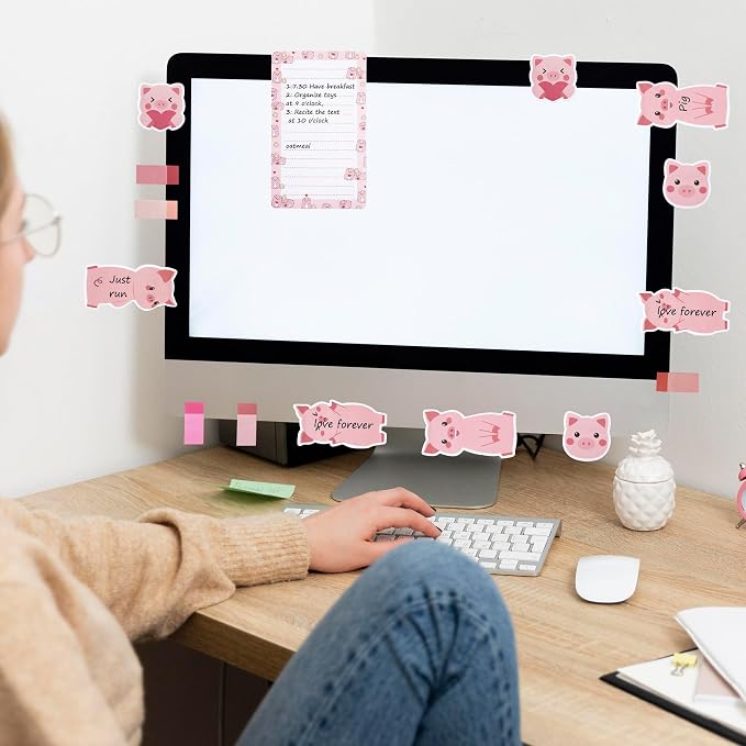 B1ykin Sticky Notes Set - 550 Sheets Memo Writing Pad Pink Piggy Design | Self-Stick Notes Pages, Teacher Appreciation Gift, School Office Supplies, I Just Really Like Piggy Design