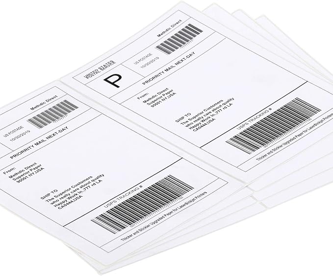 Shipping Labels 2 Per Sheet Round Corner Half Sheet Labels Mailing Labels for Packages Laser & Inkjet Printer Labels, 8126/5126 (2500sheets-5000labels)