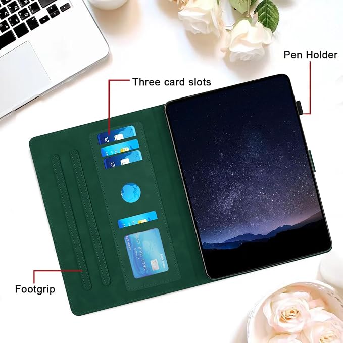 DTangLsm for Amazon Kindle Fire 10 Case & Fire HD 10 Plus Tablet Case,Green | (13th/11th Generation 2023/2021 Release) 10.1" Slim Folding Stand Folio Cover for Fire HD 10 11th/13th Gen Case, Pen Holder