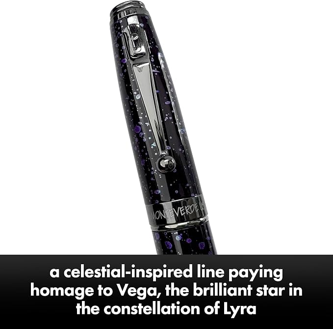 Monteverde Invincia Vega Starlight Purple Fountain Pen - Fine Nib, Artistic Design, Precision Writing Instrument