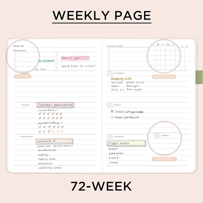 And Per Se Undated Academic Planner, Weekly & Monthly Planner with Goal & Habit Tracker, A5 Hardcover, Botanical Floral