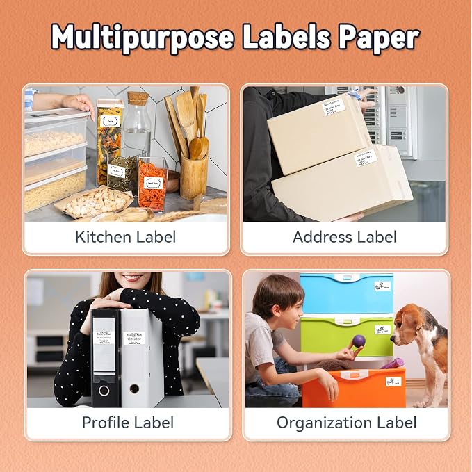 Phomemo Thermal Labels, Address Barcode Thermal Stickers for M220/M221/M200/M250 Label Printer Machine, 2.75"x1.57"(70x40mm),100 Labels/Roll, for Barcode/Address/Mailing/Logo,Black on White