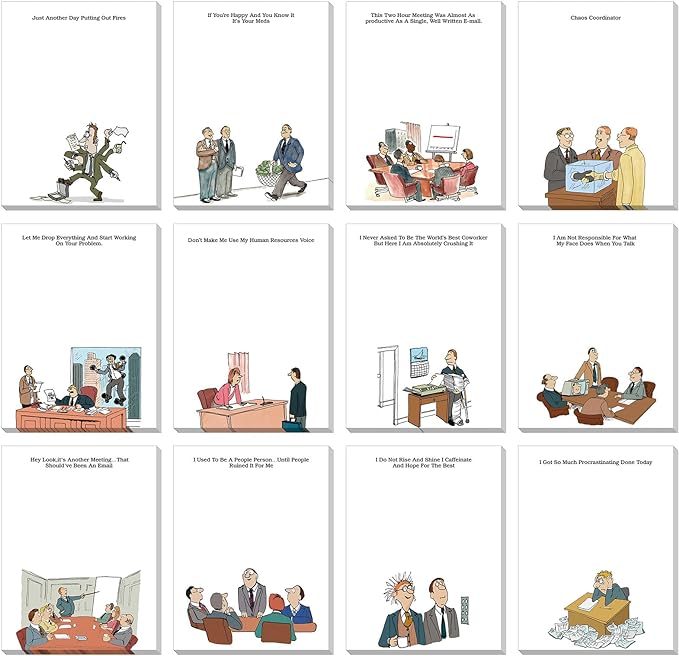 Funny Notepads with Sayings Sticky Funny Office Supplies to Do List Sarcastic Work Assorted Notepad for Workers, 12 Designs, 3 x 3.93 Inch(Novelty Style)