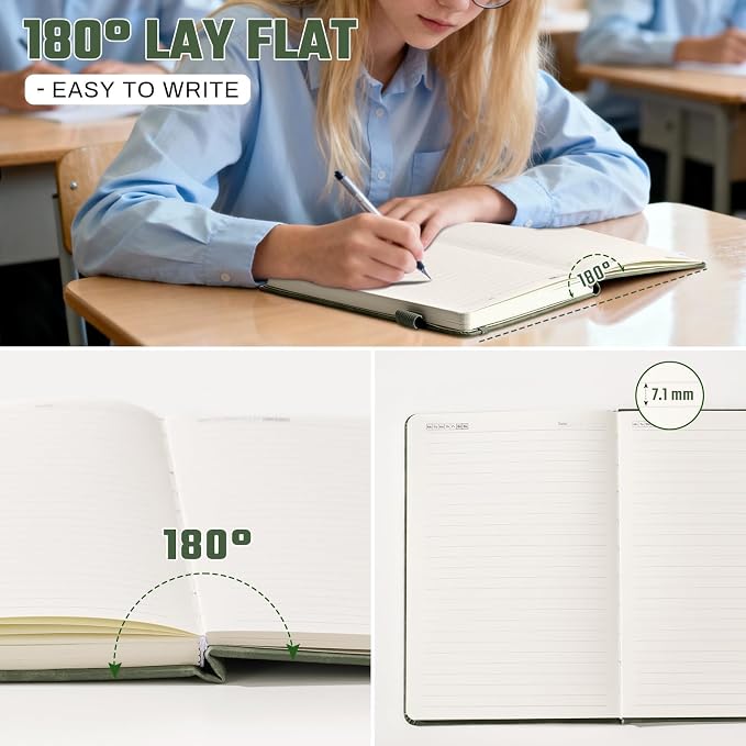 Ovesmusl Journal for Girls Women Journals for Writing 100GSM A5 Leather Notebook for Girls Ages 8-12 College Ruled 192 Pages Flower Diary with Heart-Shaped Shadow 8.3" x 5.7", Green