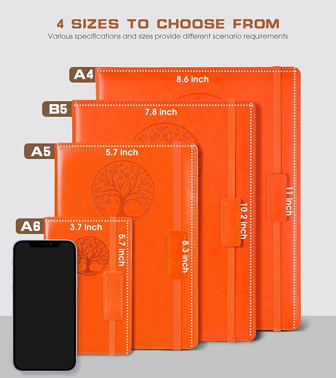 Biuwory Leather Journal Notebook,256 Thick Lined Pages,Hardcover 5.7"×8.3" | Vintage Journal for Women Men,Work,School,Business,Travel Diary,Note taking,College Ruled Writing,Daily Journaling Notebook