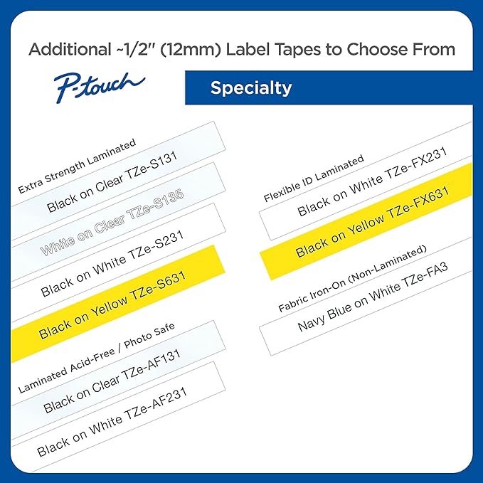 Brother Genuine P-Touch, TZe-231 10-Pack Tape (TZE23110PK) ½â€ (0.47â€) x 26.2 ft. (8m) (Pack of 10) Laminated P-Touch Tape, Black on White