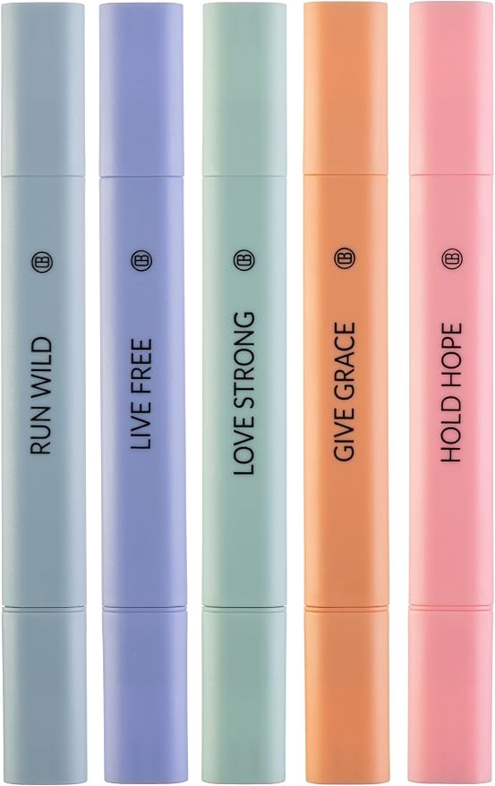 DIVERSEBEE Bible Highlighters Assorted Colors, No Bleed (Dawn) | 5 Pack Dual Tip Aesthetic Pastel Highlighter Pens for Journaling, Note Taking, School, Bible Study Supplies and Accessories