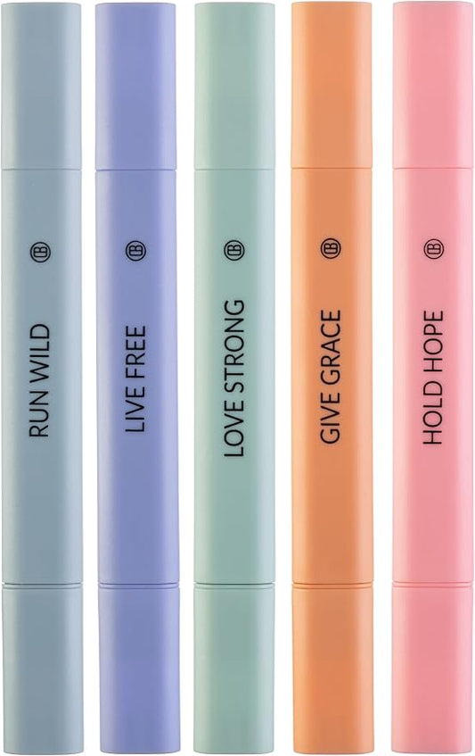 DIVERSEBEE Bible Highlighters Assorted Colors, No Bleed (Dawn) | 5 Pack Dual Tip Aesthetic Pastel Highlighter Pens for Journaling, Note Taking, School, Bible Study Supplies and Accessories