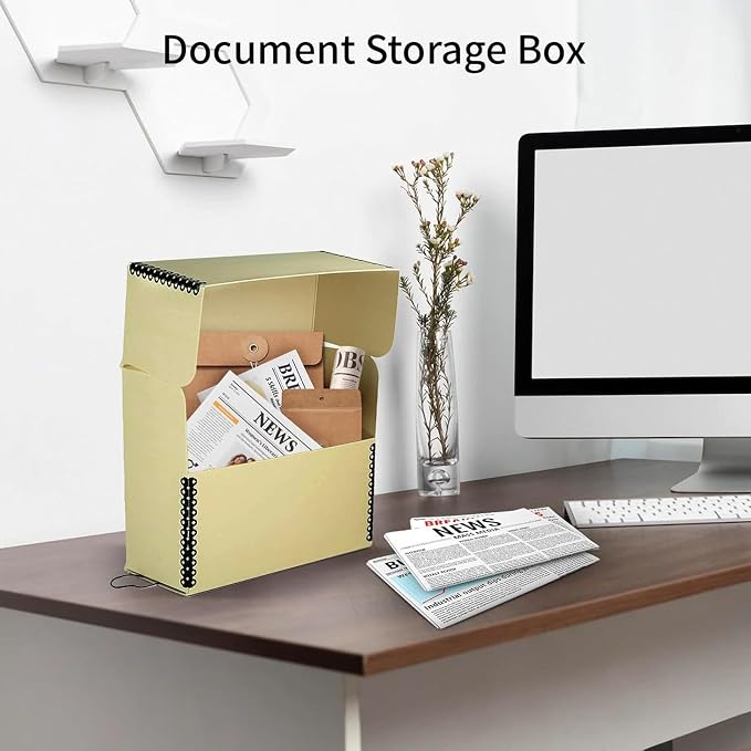 Lineco Archival Document Storage Box, Tan, 12.5" x 10.5" x 5" | Letter-Sized, Metal Edge, Acid-Free Boxboard Case, Organize Files, Prints, Photos