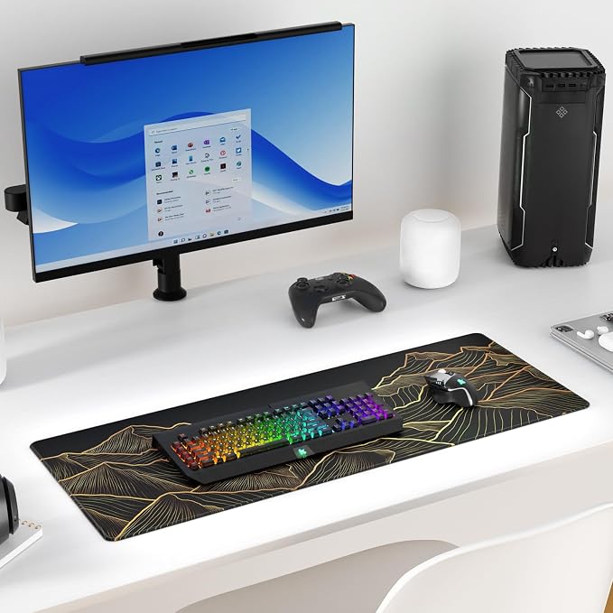 KTRIO Large Gaming Mouse Pad, Desk Mat, 31.5 x 11.8 in, Bright Rise, XL | Smooth Micro-Weave Surface, Artistic Pattern Design, Non-Slip Rubber Base, Durable Stitched Edges, Office & Home Use