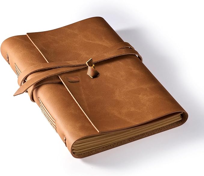 RILIHO Leather Journal Notebook - Genuine Leather Journals for Writing 5x7.1 Inches, Vintage Journal for Women and Men, Artist,Travel Journal,Brown