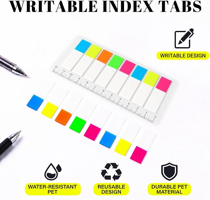 Ericter Transparent Sticky Tabs, Writable Page Markers 800 Pieces Repositionable PET Clear Book Tabs Index Tabs for Notebooks Study Office Use Adults Artists