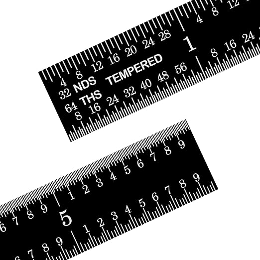 PEC Tools 6 inch Flexible Metal Ruler, Easy to Read Stainless Steel Ruler, High Contrast, 16R Graduation (1/32", 1/64", 1/50", 1/100"), Machinist Ruler with Black Chrome Finish, Made in USA