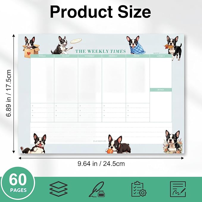 60 Sheets Weekly Pad, Tear Off Weekly Planner Notepad with Daily Schedule Weekly to Do List Notepad(7x10”)