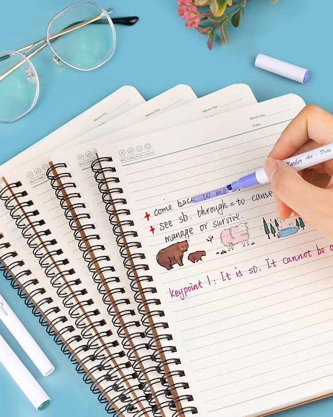Dynta Spiral Notebooks A5 Lined 20Pcs College Ruled Journals for Work, School and Travel, Good for Students and Office 120 Pages/60 Sheets