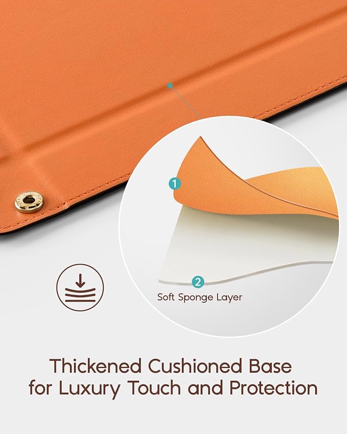 VLANDO Travel Valet Tray, Foldable PU Leather Catchall Tray, Orange Black | Valet Tray for Men and Women, Key Wallet Watch Phone Jewelry Organizer for Nightstand, Dresser, Desk, Entryway, Hotel, Dorm