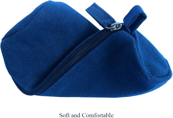 Heavy Canvas Stationery Portable Simple Pencil Bag and Practical Durable Compact Zipper Pencil Case 1 Pack Blue
