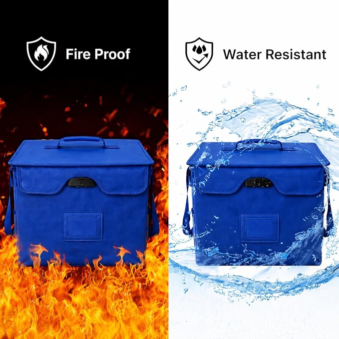 Icebox End of Life Organizer – Fire-Resistant Estate Planning & Emergency Document Storage Box – Lockable Home File Organizer for Important Documents (Blue)