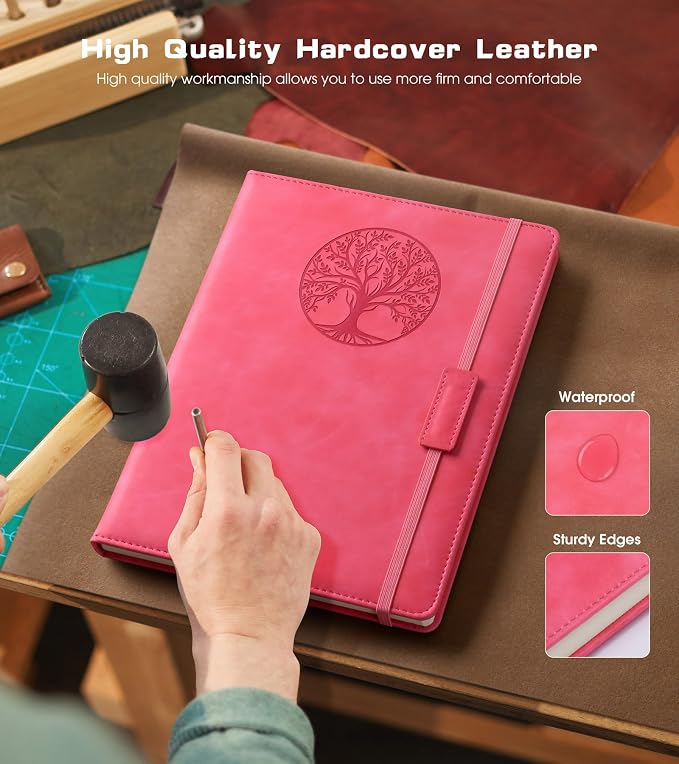 Biuwory B5 Leather Journal Notebook, 256 Lined Pages, Hardcover 7.8"×10.2" | Large Vintage Journal for Women Men,Work,School,Business,Travel Diary,Note taking,College Ruled Writing,Daily Journaling