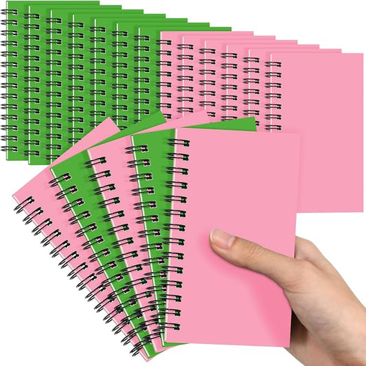 Jutom 18 Pcs Small Spiral Notebooks Memo Pads 3x5 Bulk Small Pocket Notepads Back to School Supplies Mini Notebook with Lined Mini Journals for Office & Work, 120 Pages (Pink Green)