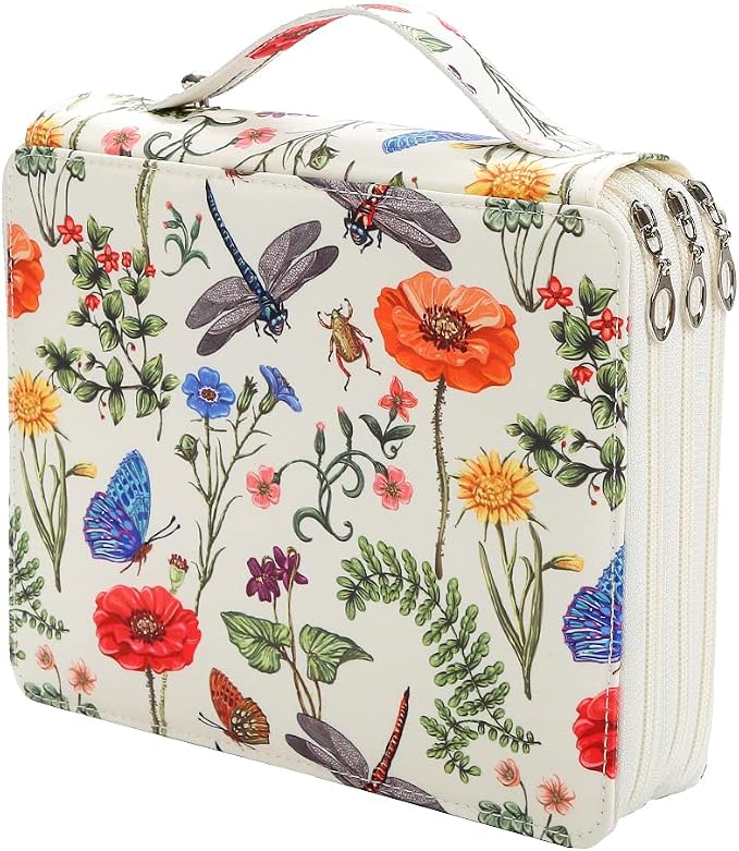 120 Slots Colored Pencil Case Organizer 3-Layer | Twill Oxford fabric Pencil Case Holder with Handle Strap Pencil Box Large for Colored Pencils Watercolor Pencils