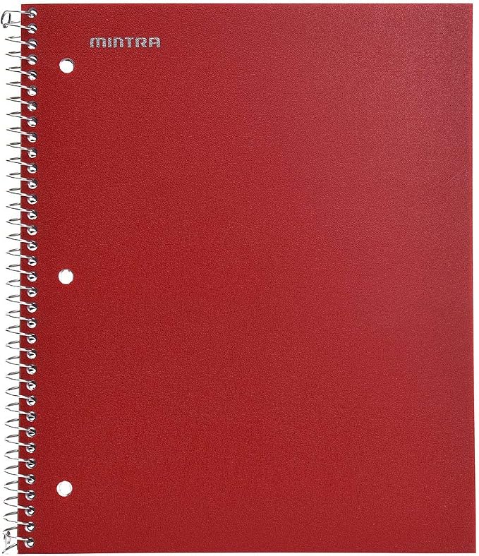Mintra Office Durable Spiral Notebooks, 1 Subject, (Arctic Ice, Chili Oil, Green Olive, College Ruled 3pk)
