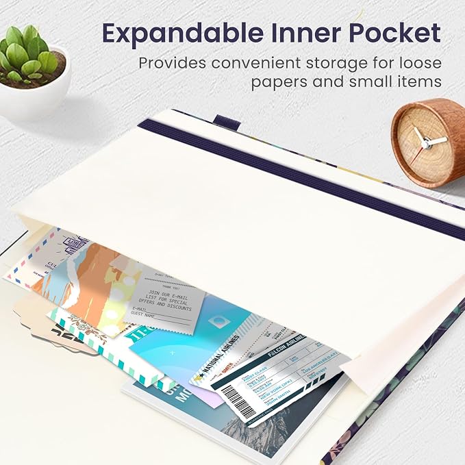 Lined Journal Notebook for Women & Men, Hardcover Leather Journal for writing, A5 College Ruled Notebook for Work & Note Taking, Perfect for Office School Home Supplies, 160 Pages, Lavendar Floral
