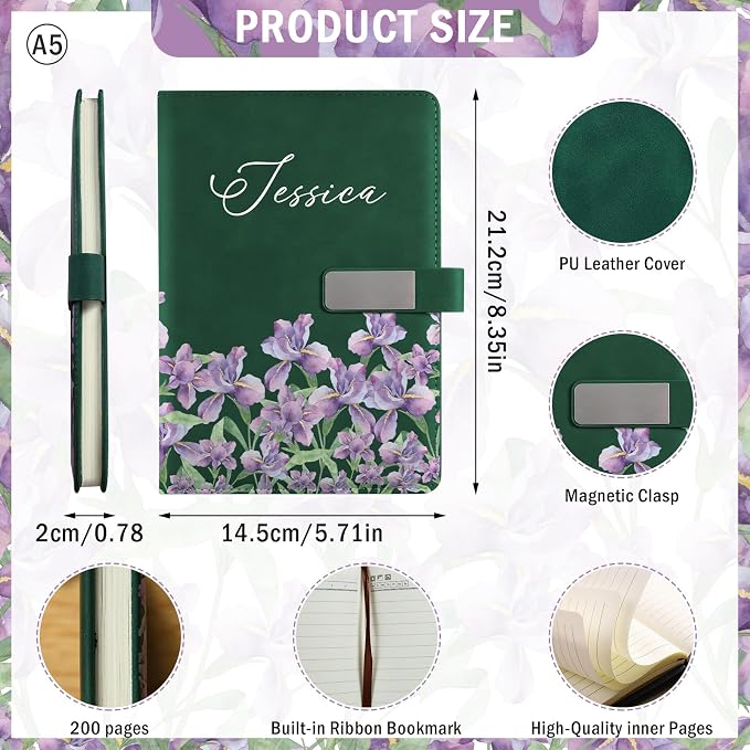 Personalized Notebook with Pen and Gift Box - A5 Lined PU Leather Journal - Gift for Women, Business Professionals, Students, Teachers, Mom - Custom Name
