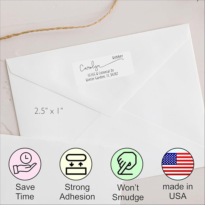 White Address Labels - Personalized Return Address Labels, Mailing and Shipping Labels for Envelopes, Packages, Business, Home by PrettySweetParty (250, No icon)