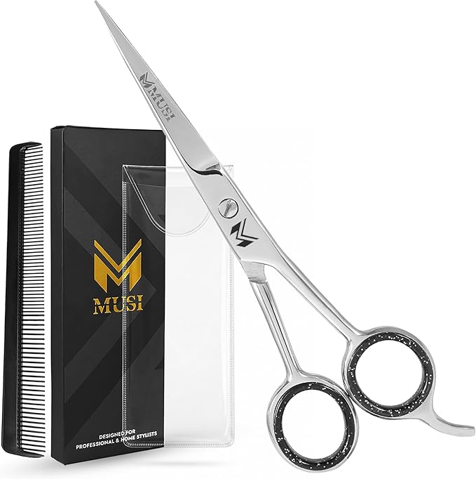 MUSI Hair Cutting Scissors 6.5" – Professional Razor-Sharp Barber Scissors for Men Women & Kids, Ergonomic Shears for Precise Haircuts, Long-Lasting Hair Trimming Shears for Home & Salon