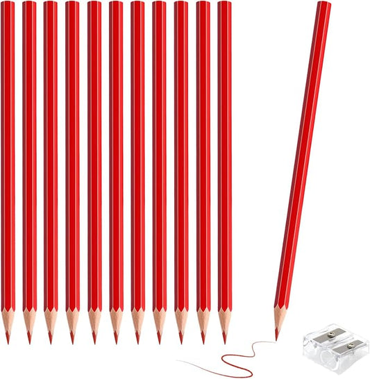 12 Pack Red Colored Pencils for Kids, Pre-sharpened Art Pencils Back to School Supplies Set, Drawing Sketching Pencils for Students, Teachers, Classroom
