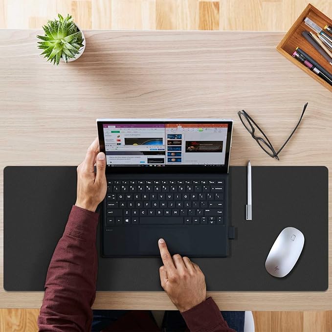 Aothia Double-Sided PU Leather Desk Pad - Non-Slip Large Mouse Pad & Desk Mat for Office, Home - Waterproof, Easy to Clean, Durable Dual-Sided Surface (31.5" x 15.7", Black)