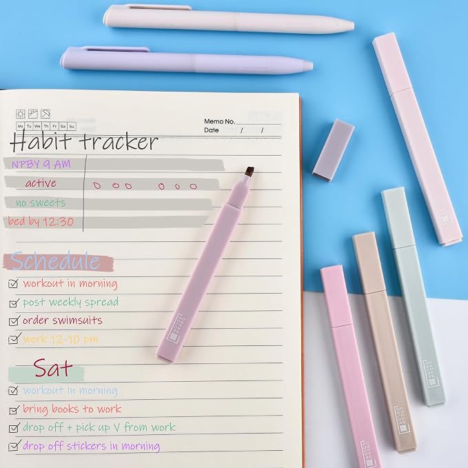 DazSpirit 12 Pastel No Bleed Bible Highlighters & 6 Color Pens Set | Quick-Dry Cute Aesthetic Markers in Assorted Colors for Bible Study, Journaling, Office and School Supplies
